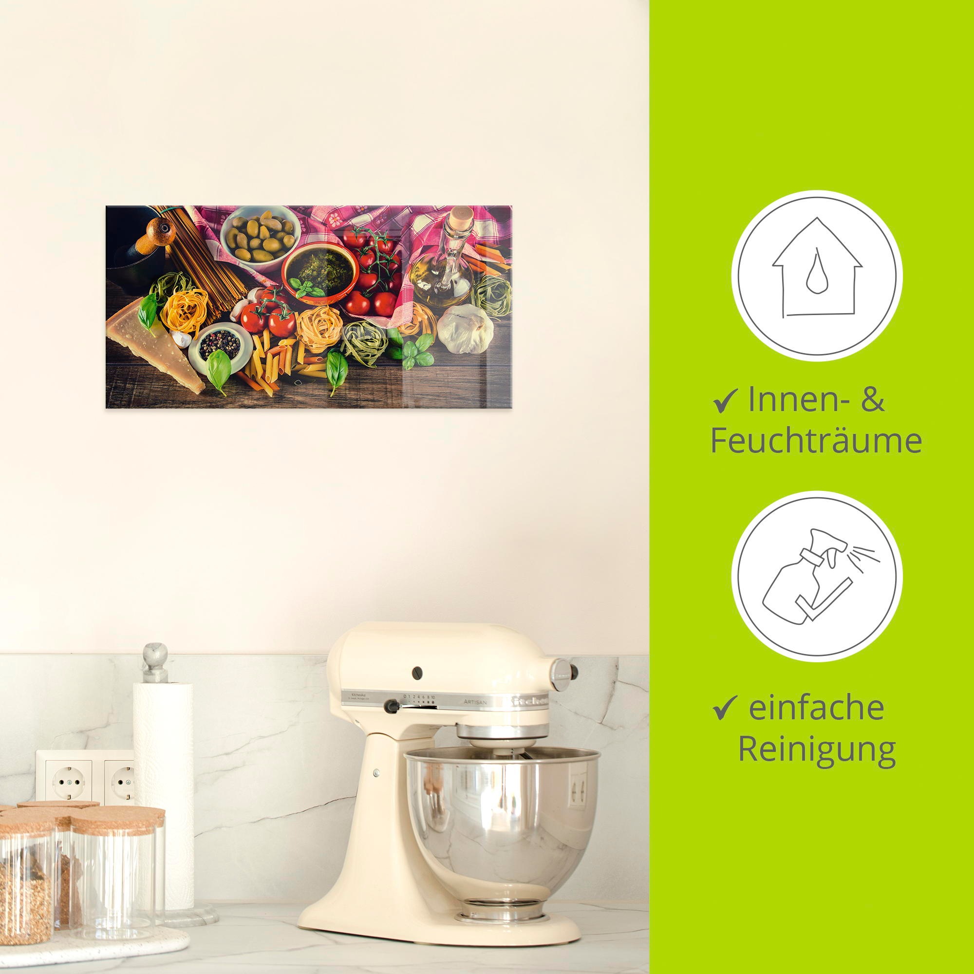 Artland Glasbild »Italienisch mediterrane Lebensmittel« Lebensmittel 1 Stk. tlg. in verschiedenen Grössen