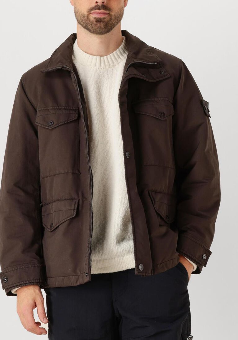 bruine stone island jack field jacket