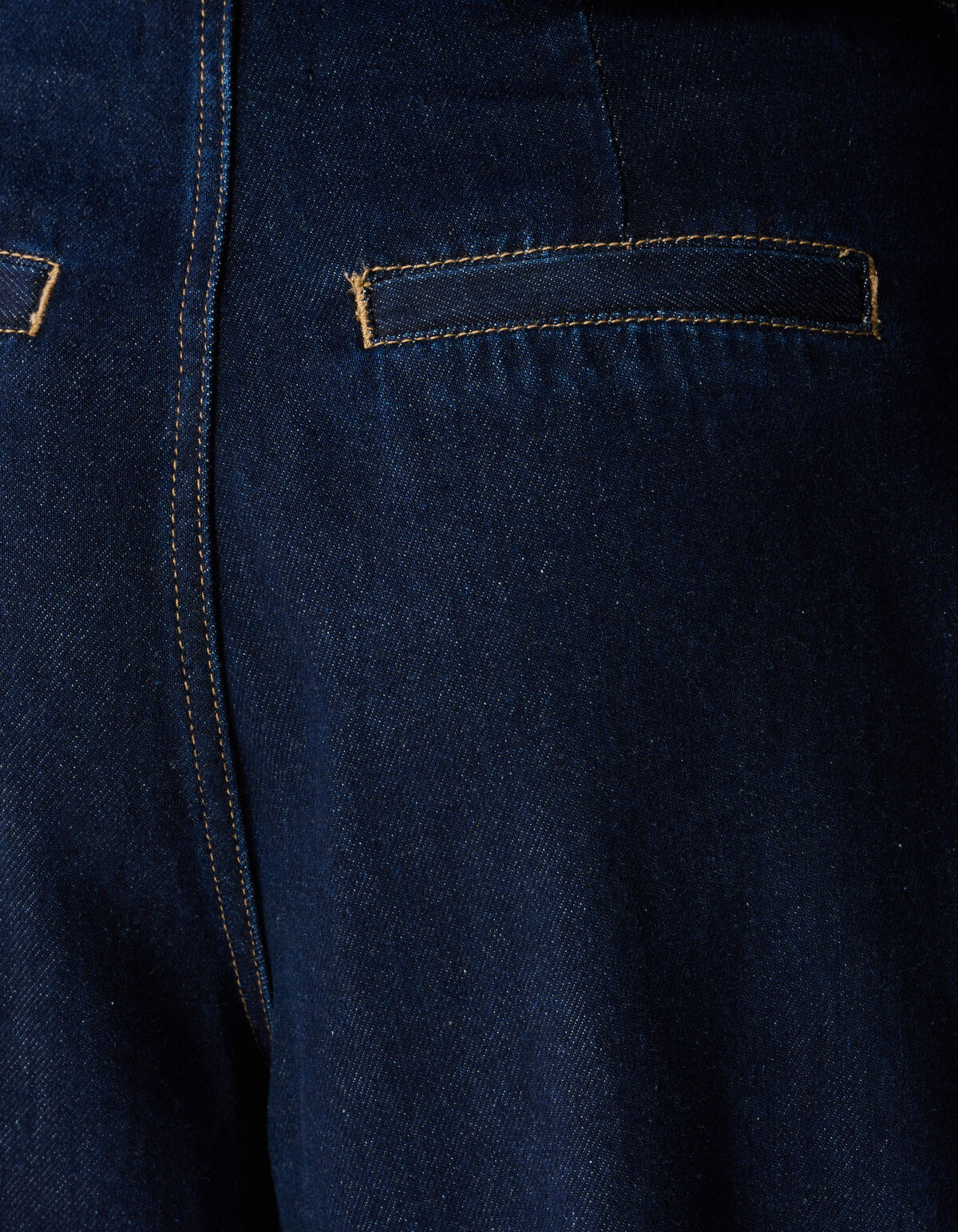 Pleated Button Wide Leg Fit Jeans Donkerblauw