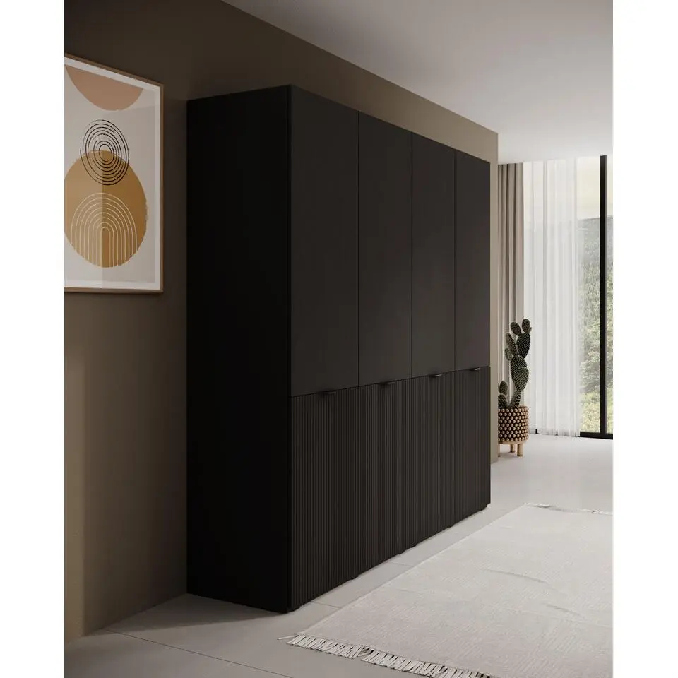 Meubella - Kledingkast Shelton - Zwart 2 - 202 cm