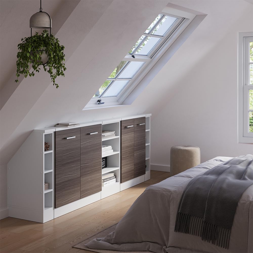 Vicco Dachschrägenschrank-Set Rion, Edelgrau/Weiß, 5er Set