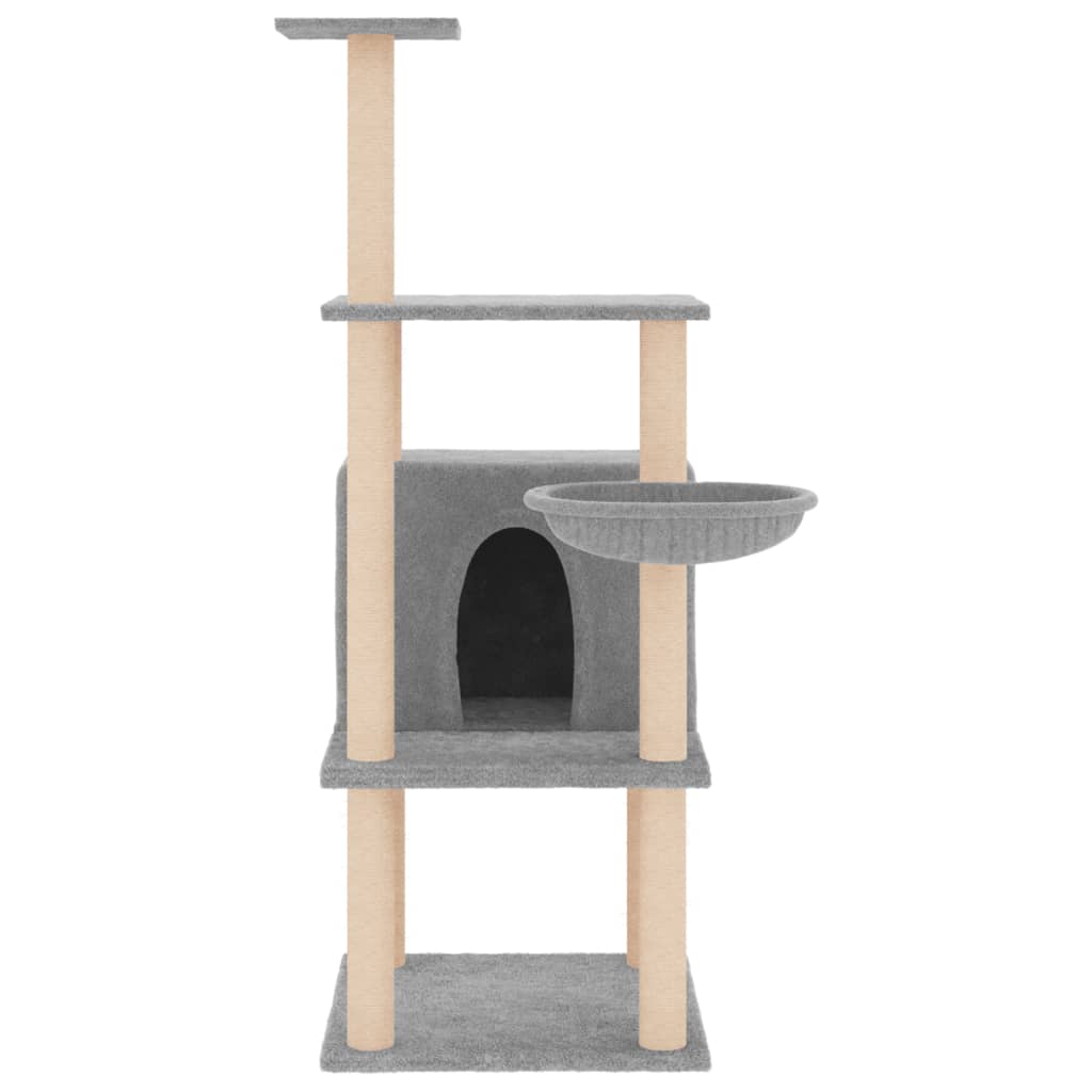 Arranhador para gatos vidaXL com hastes de sisal cinza claro, 132 cm