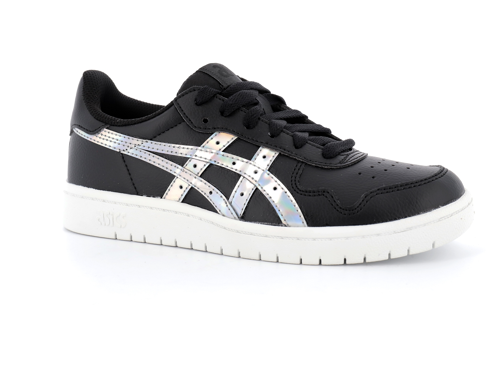 Asics-1202A195 Cuir Noir Blanc