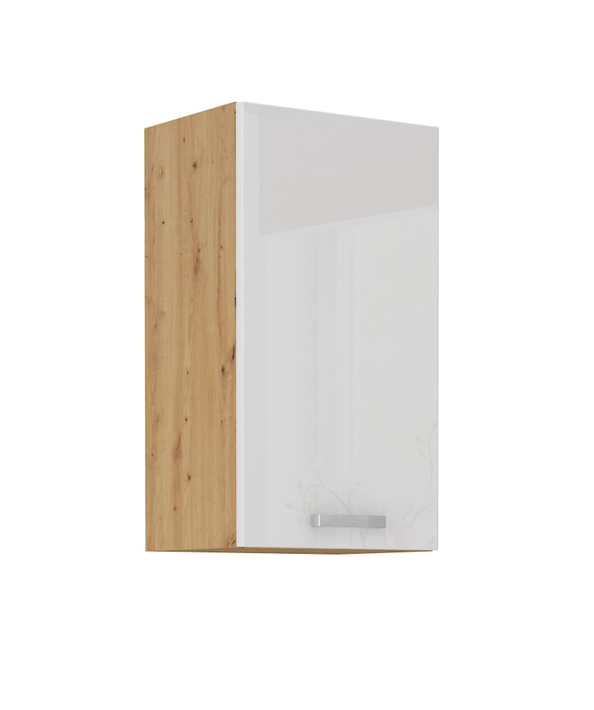 Hängeschrank 40 cm Eiche Artisan + Weiß Hochglanz Küchenzeile Küchenblock Küche
