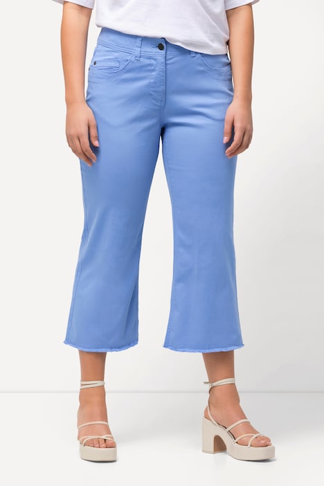 Jeans Mary, weites Bein, Fransensaum, Stretch