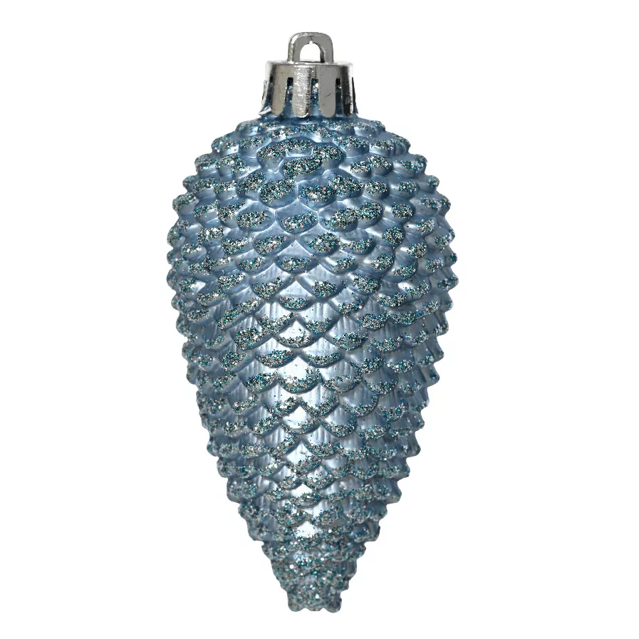 Lot de 6 pommes de pin à suspendre (H8 cm) Alpine Bleu glacé