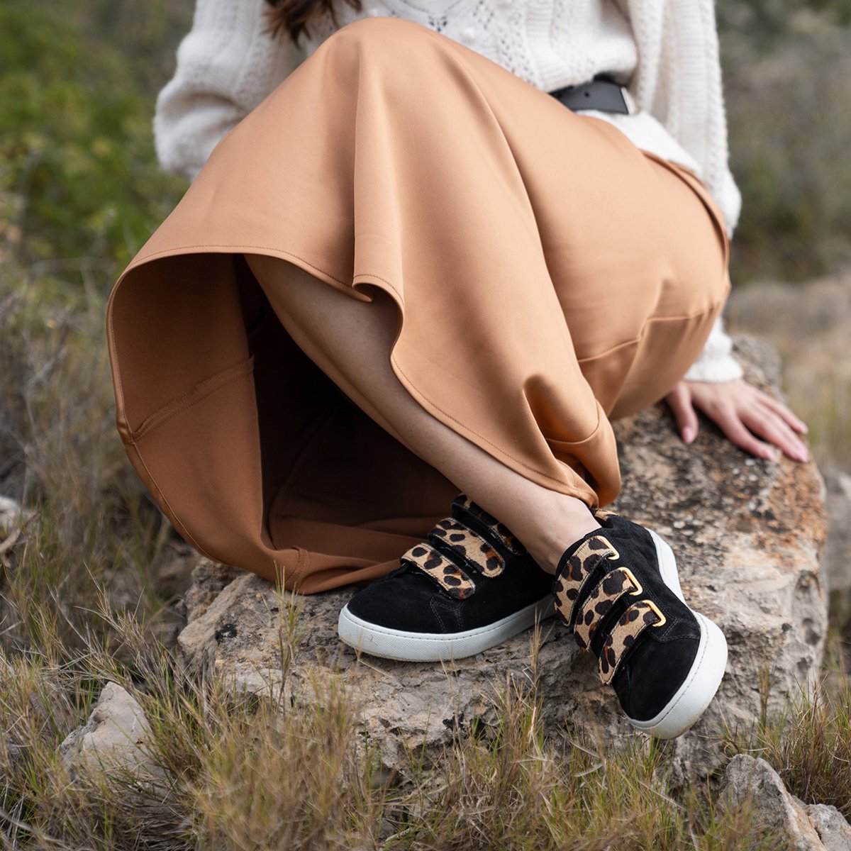 Baskets à scratch cuir daim | Noir