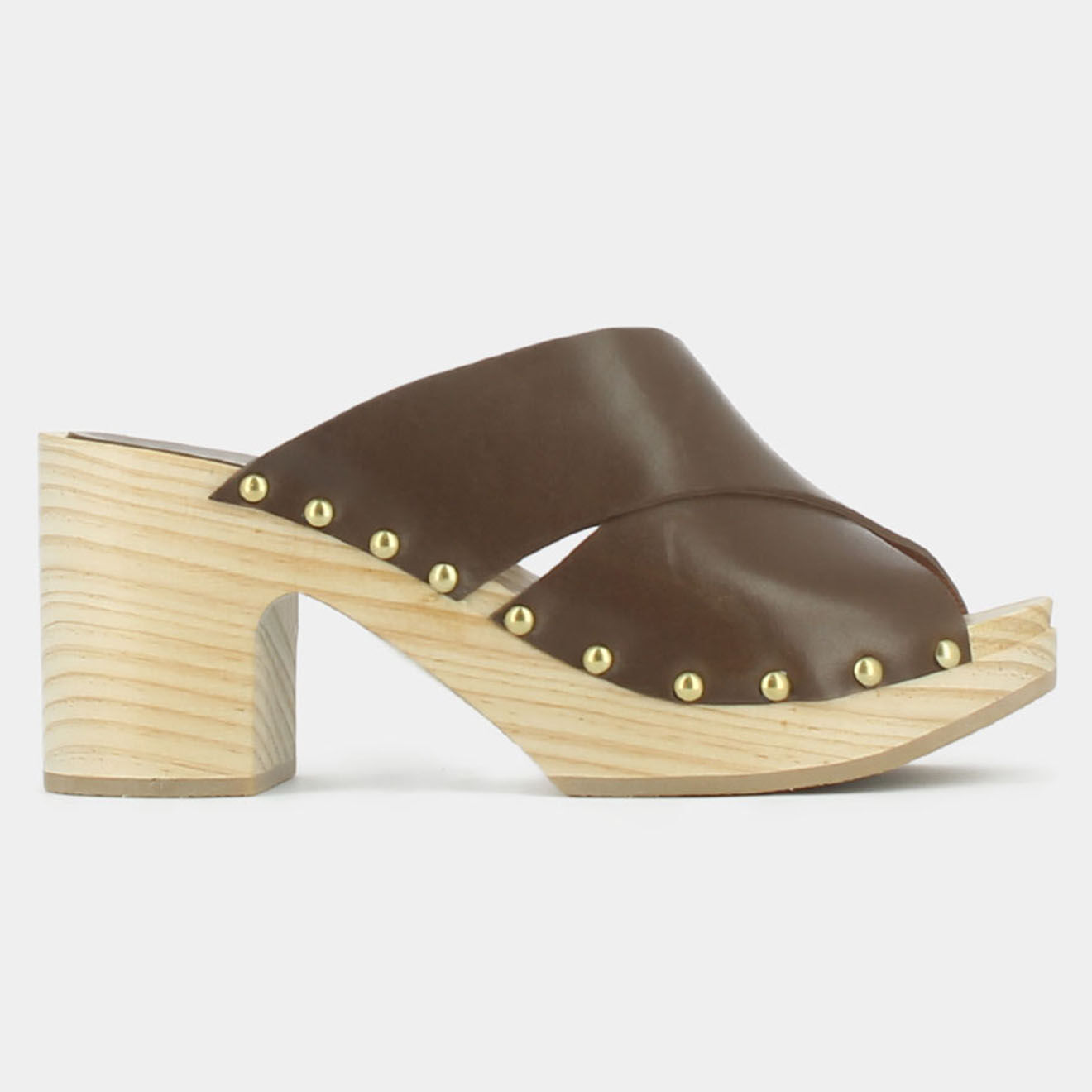Jonak Mules sabots en Cuir Mahaut marron - Talon 8 cm