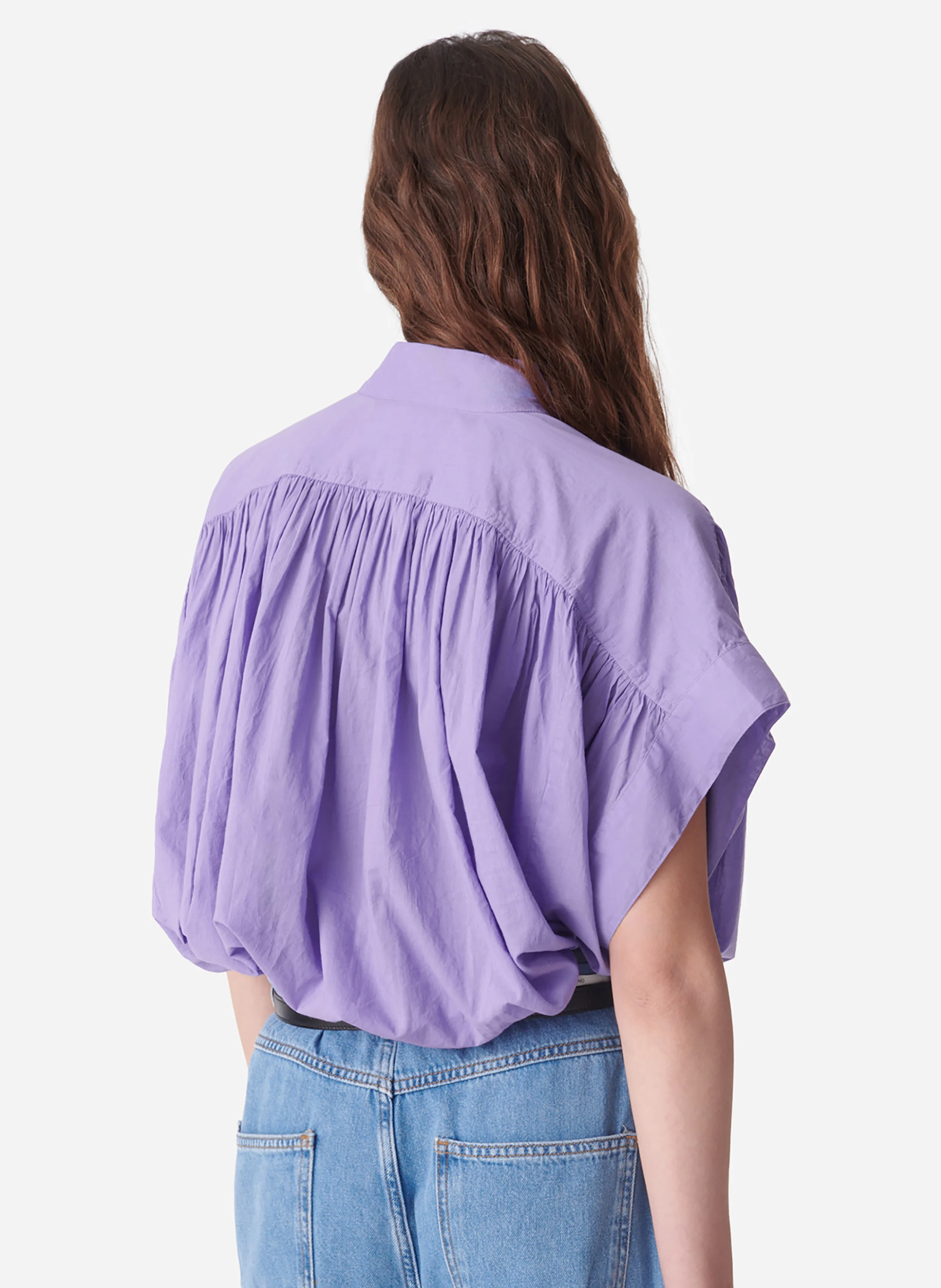 CORY - Blouse ample col V en coton | Violet
