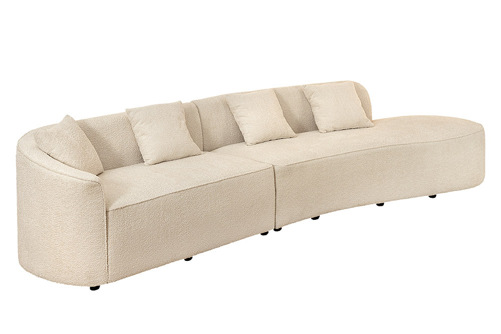 Modernes Sofa ATELIER L 330cm beige Bouclé XXL-Couch Nosagfederung inkl. Kissen