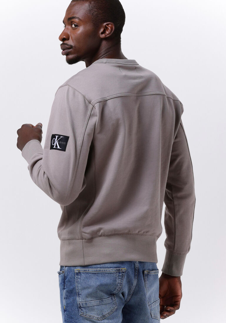 CALVIN KLEIN taupe calvin klein sweater monogram sleeve badge cn
