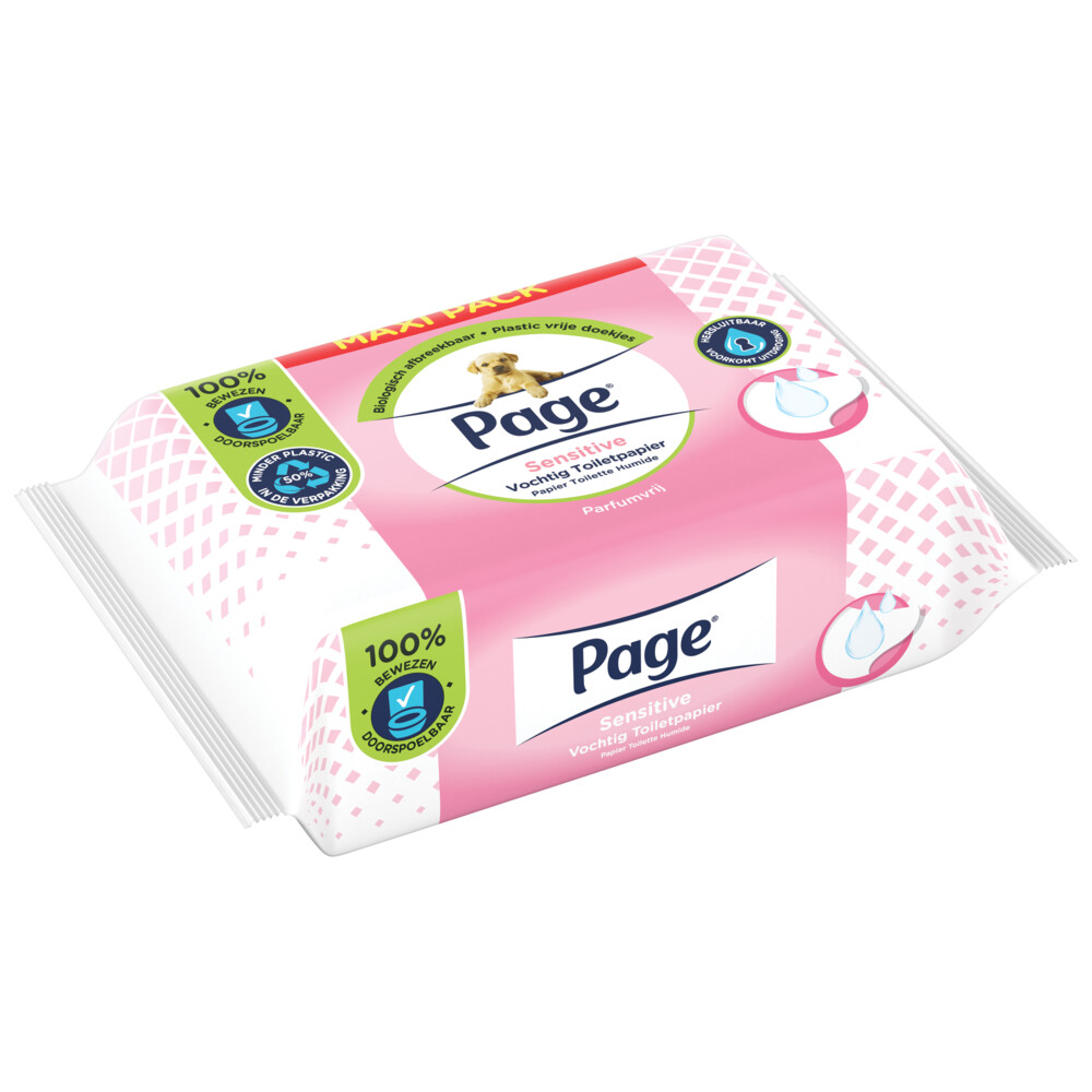 Page Vochtig Toiletpapier Sensitive Maxi74 stuks