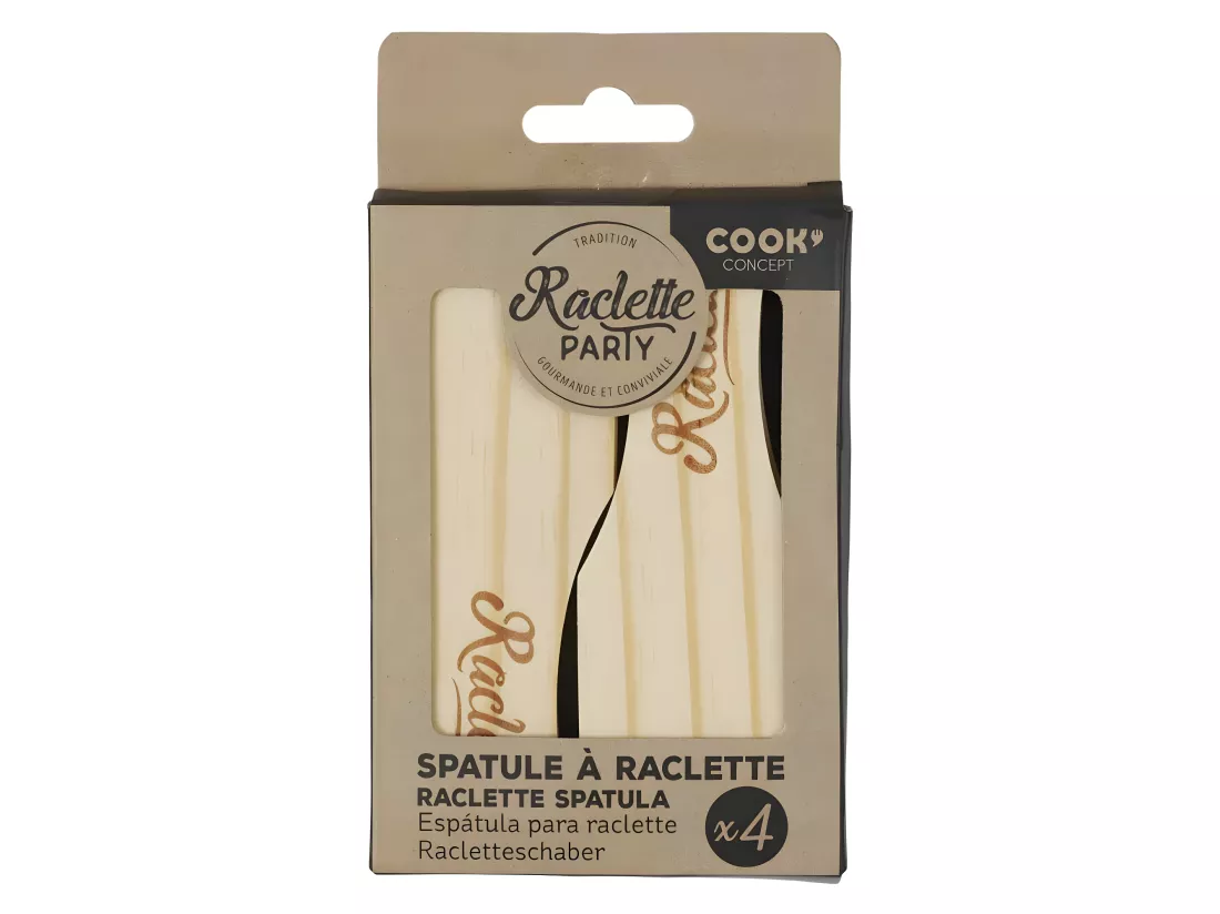 Set de 4 spatules à raclettes en bois