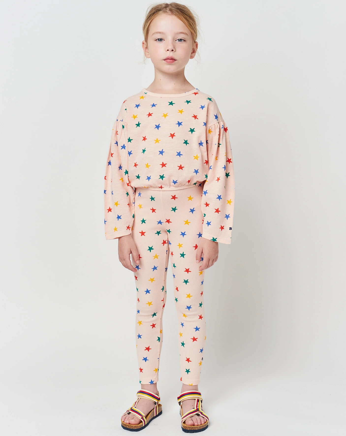 Leggings MULTICOLOR STARS ALL OVER in light pink