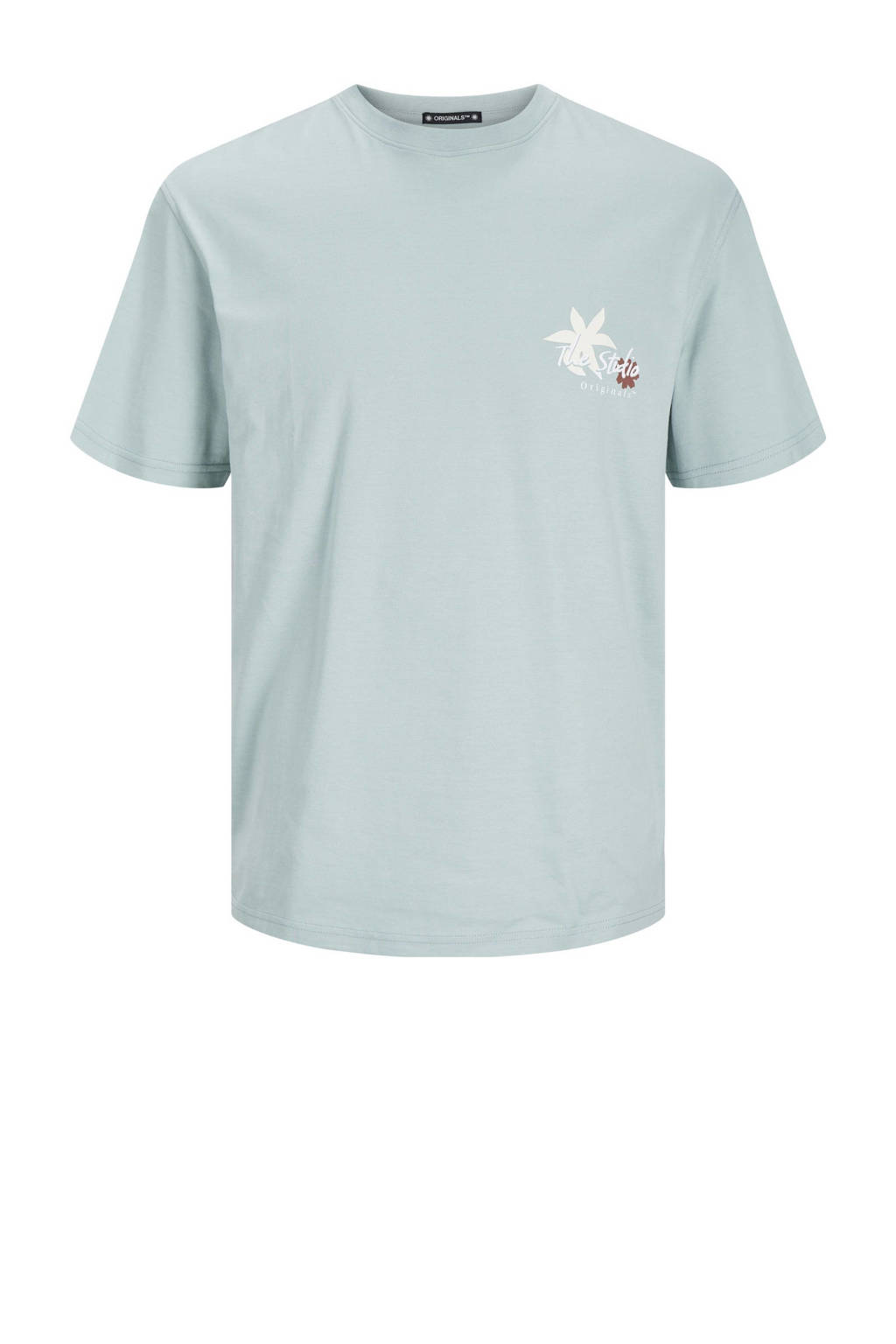 JACK & JONES T-shirt JORMARBELLA met backprint grijsblauw