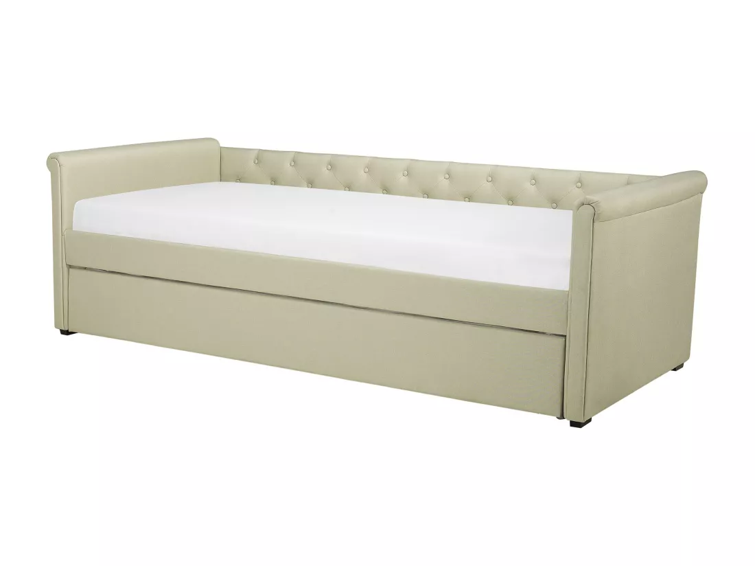 Lit gigogne Tissu LIBOURNE 80 x 200 cm Beige