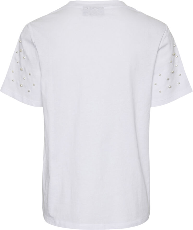 Pieces PCRINE SS PRINTED T-SHIRT BC Bright white/pearl on sleeve