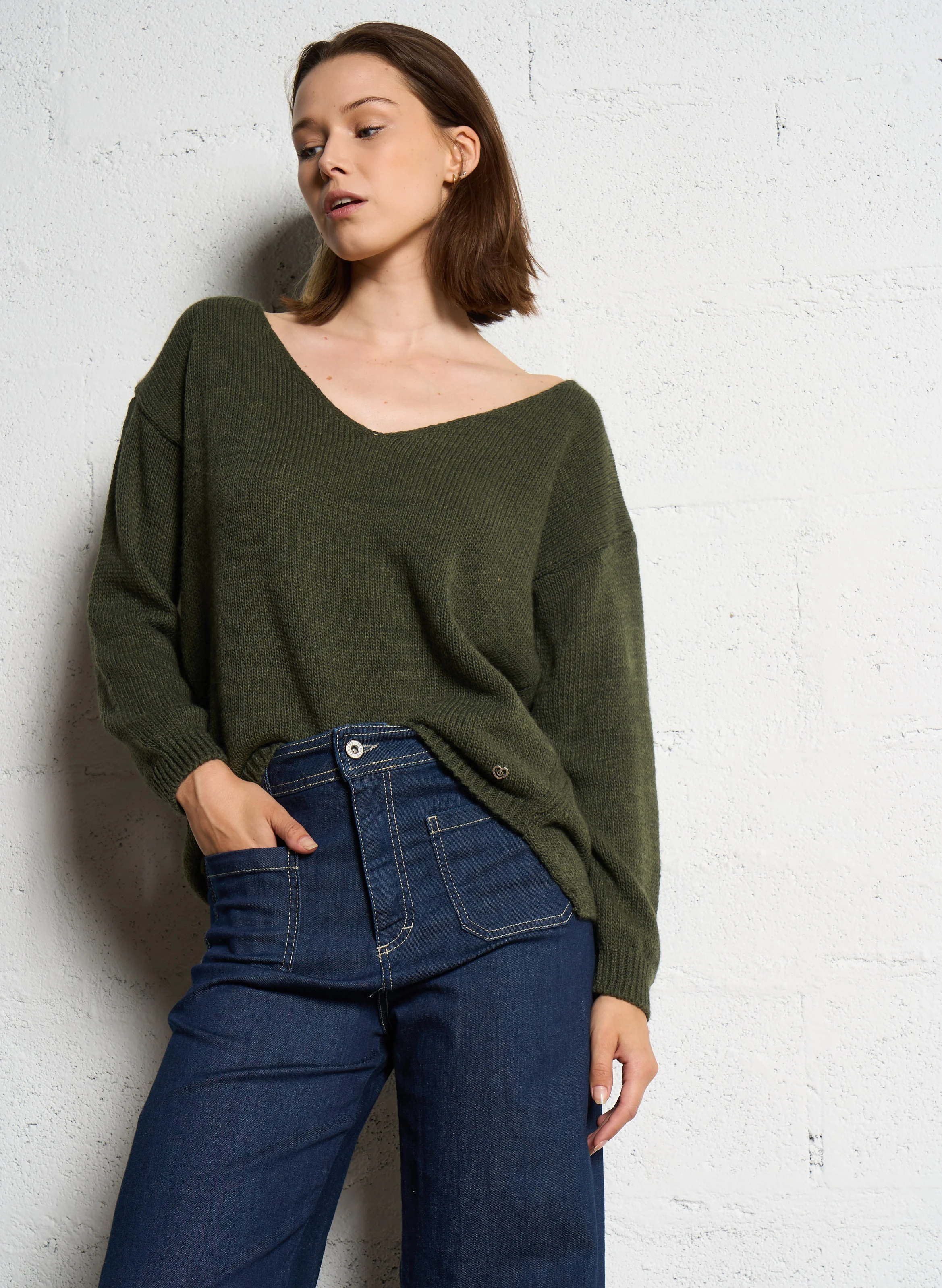 Pull col bateau| Kaki
