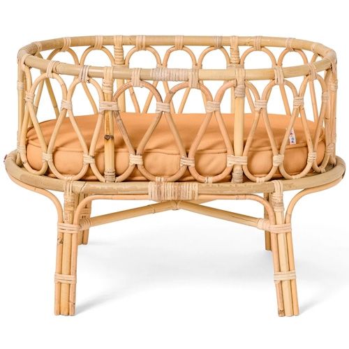 Poppie toys rotan poppenwiegje met matras - bruin