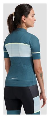 Maillot Manches Courtes Velo Rogelli Impress II Femme Bleu/Jaune