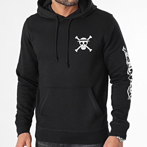 Sweat Capuche Sleeves Mugiwara Noir Blanc