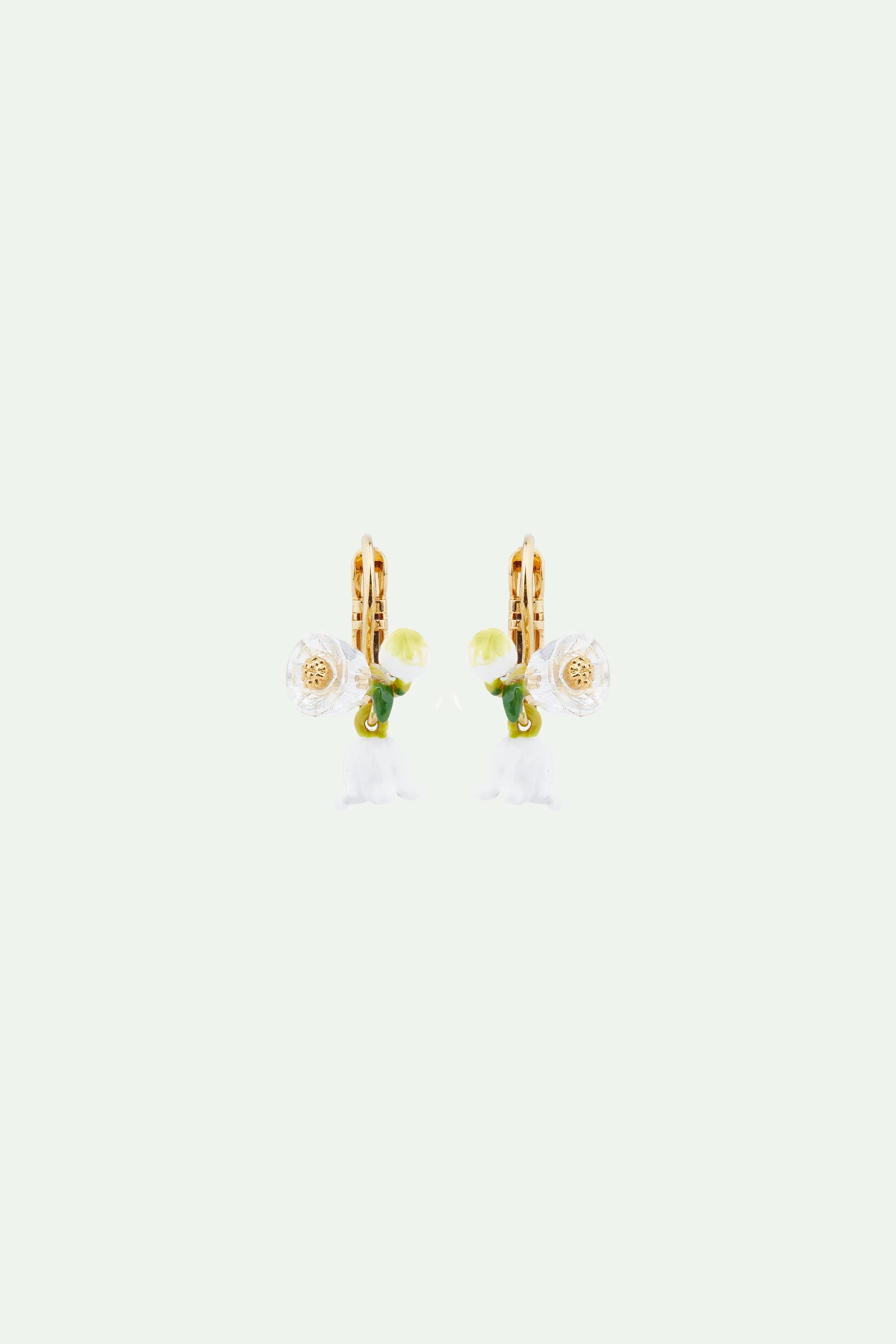 Boucles d'oreilles dormeuses brins de muguet | Blanc
