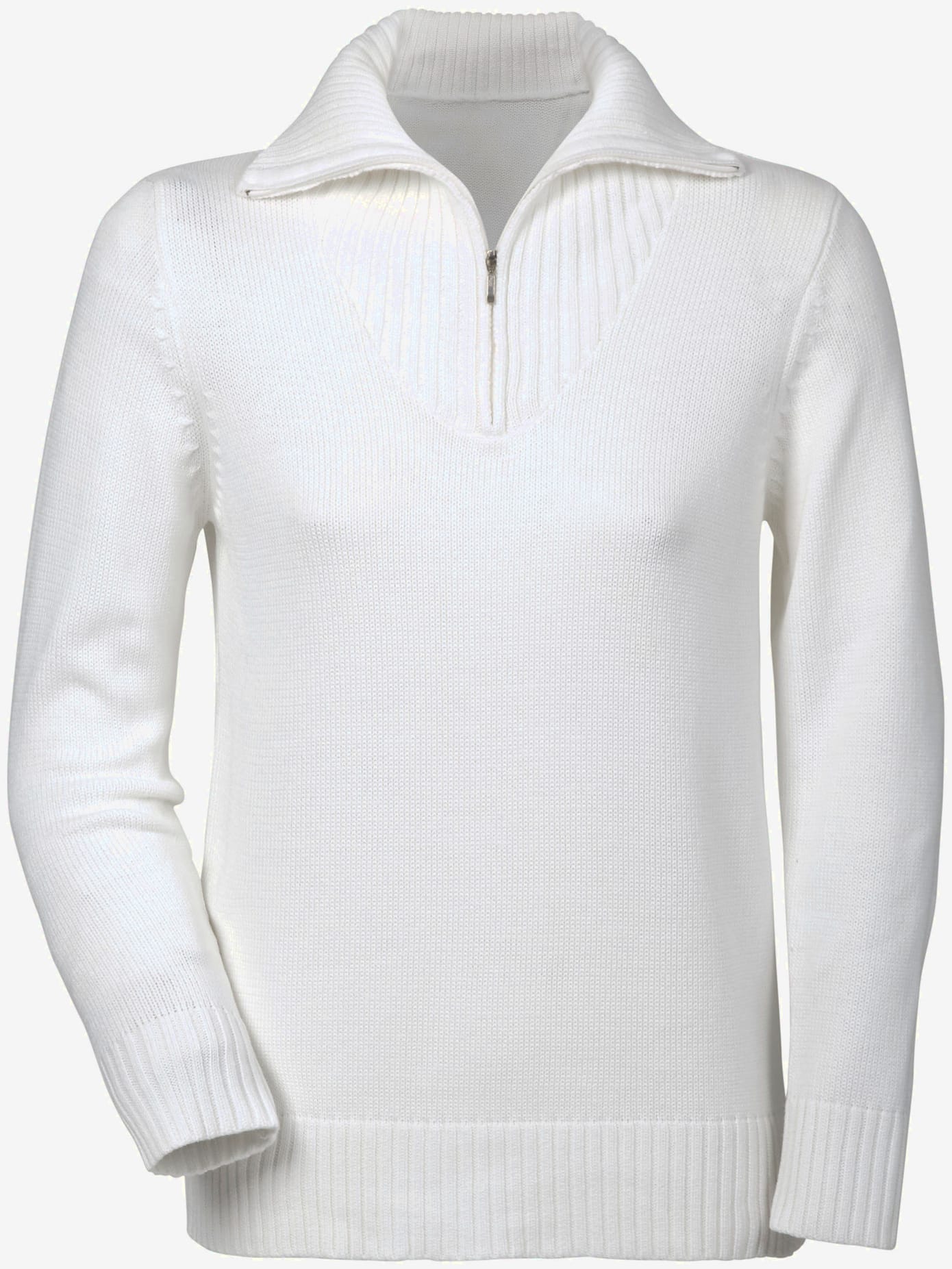 Pull en maille côtelée col montant à glissière