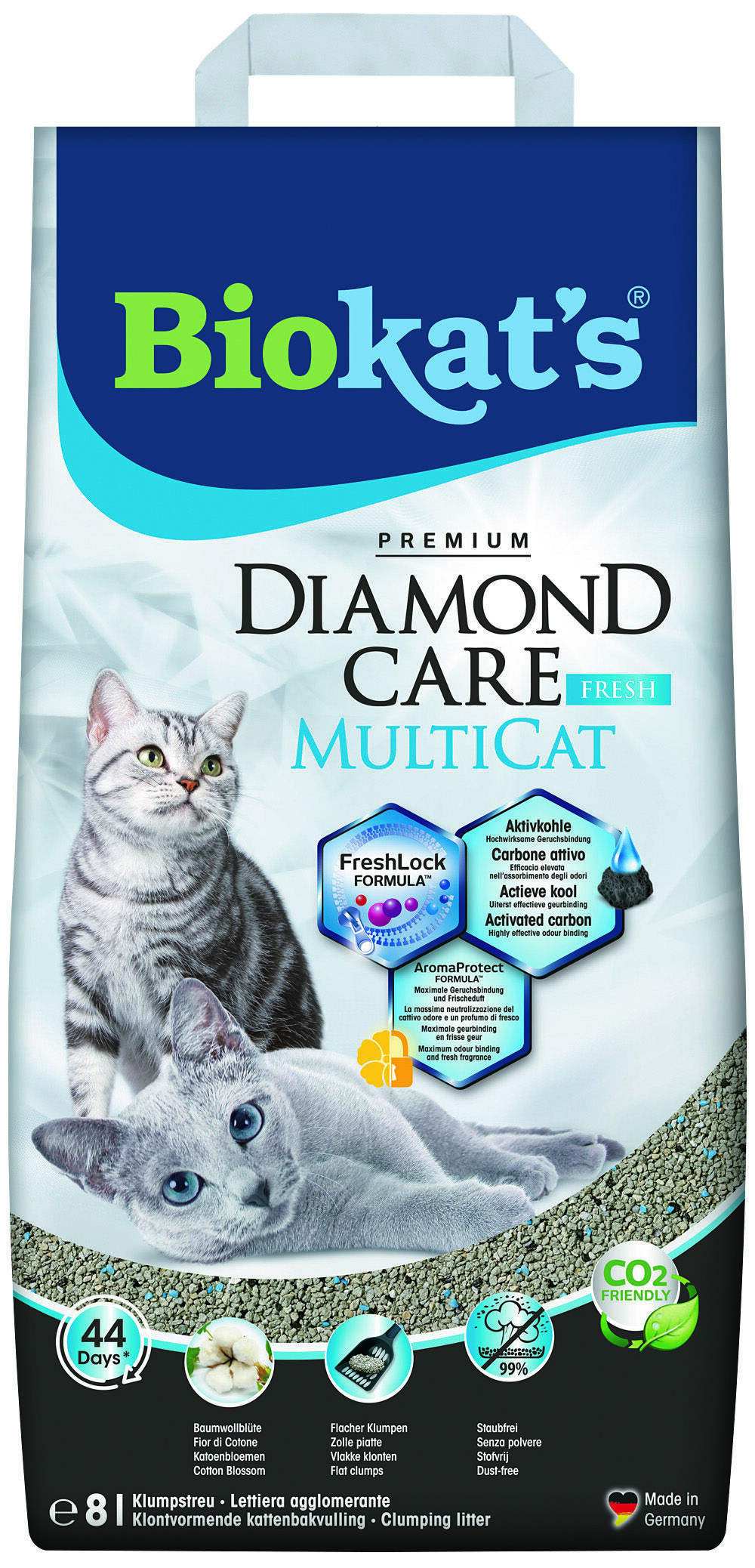 Biokat's Diamond Care MultiCat - Kattenbakvulling - Fijn - 8 Liter