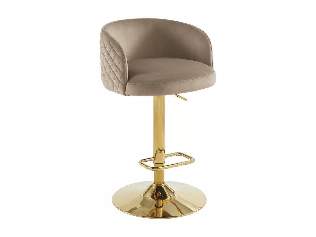 Tabouret de bar en velours et métal doré - Hauteur réglable - Beige - PERLANITA de Pascal Morabito