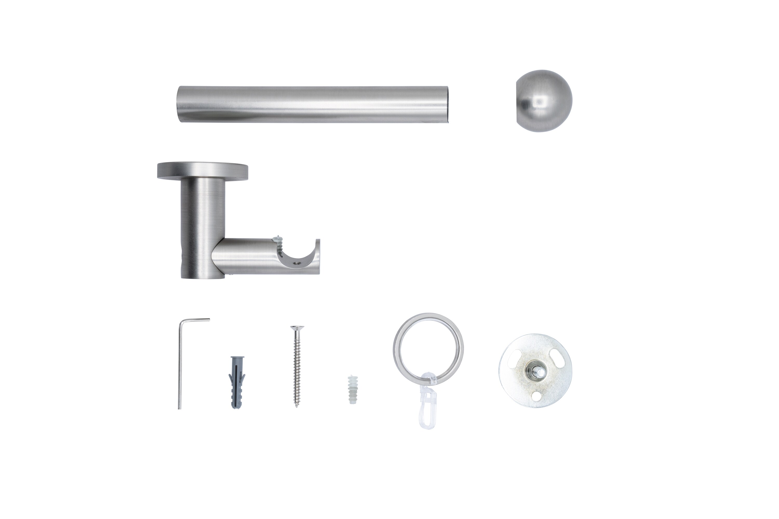 20mm,1-läufig,Rohr,Deckenträger urban,Endstück ball Farbe: Edelstahl-Optik, Größe: 100cm