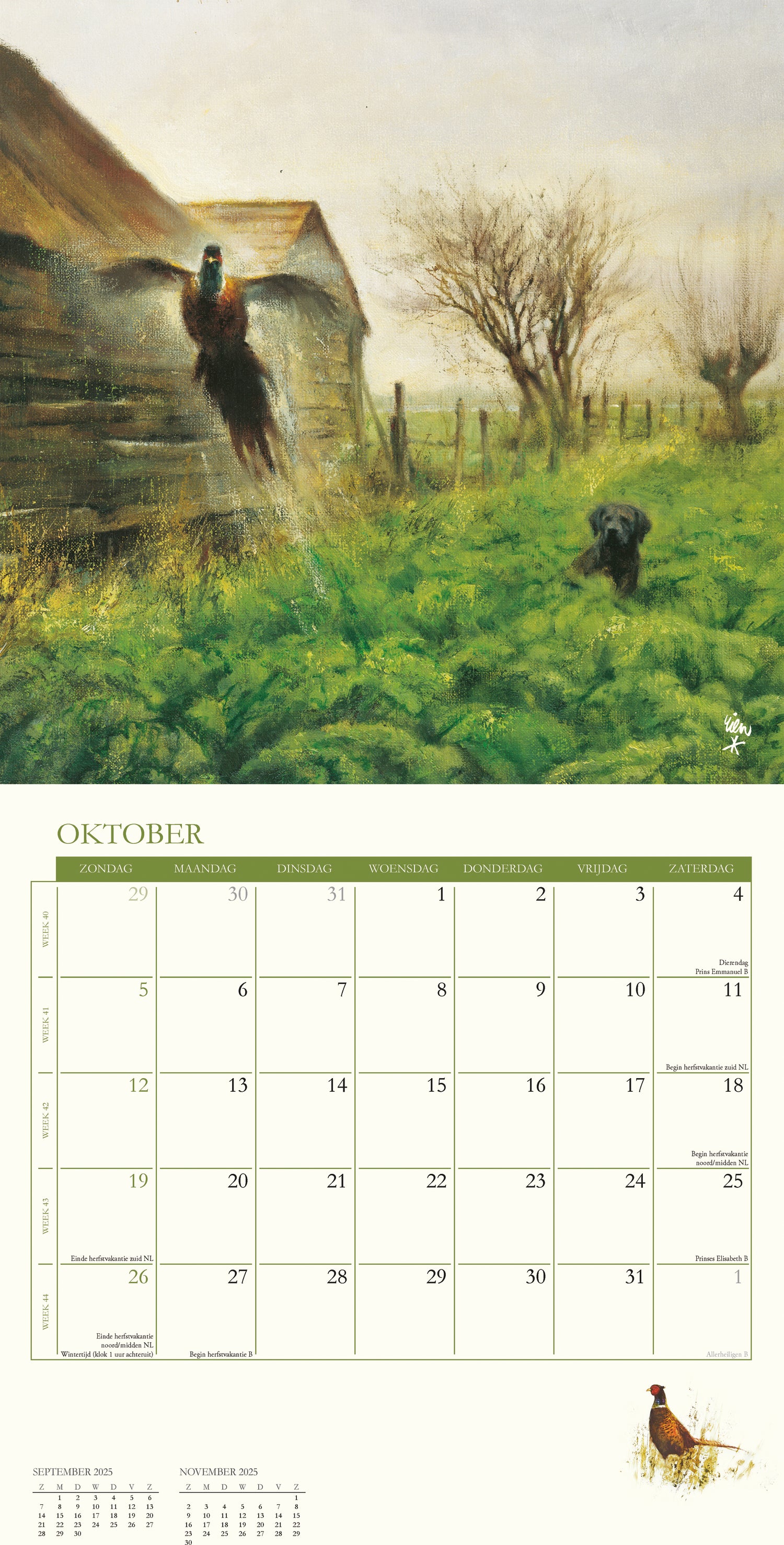 Plenty Gifts kalender Rien Poortvliet natuur 30 x 30 x 0,5 cm