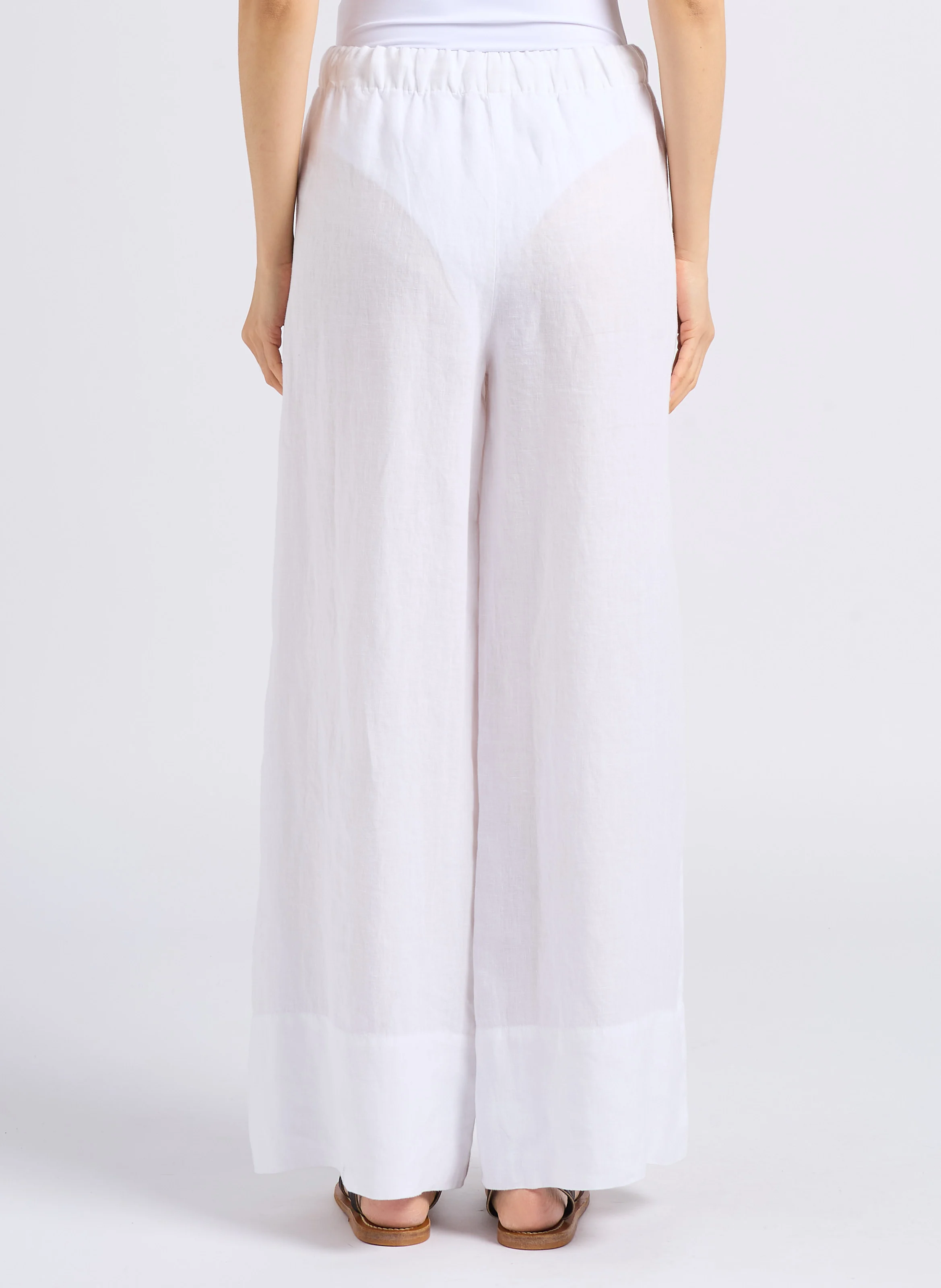 PRINCE - Pantalon large en lin | Blanc