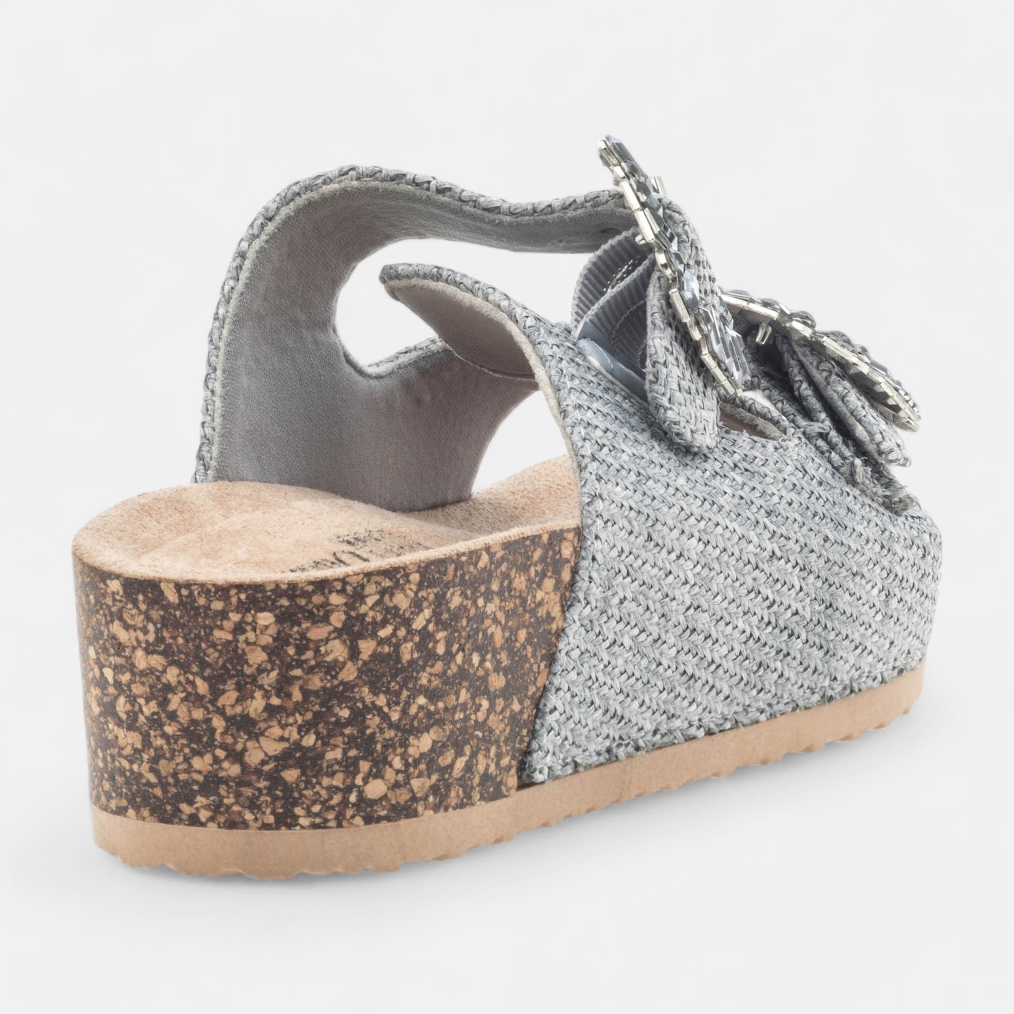 Mules semelle liège Femme bleu ciel