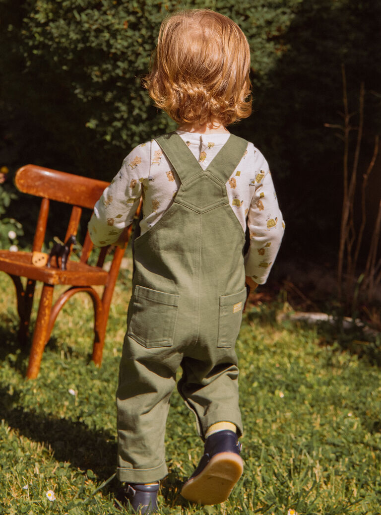 Salopette verte en twill