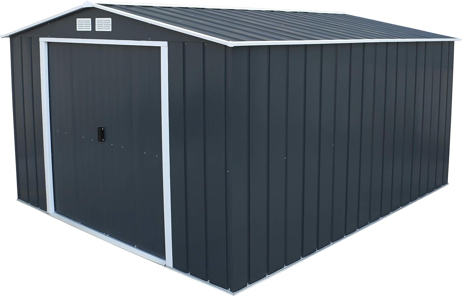 Duramax ECO 10 x 12 (11.03 m²) Metallgerätehaus, feuerverzinktes Metall gerätehaus - Geräteschuppen, verstärkte Dachkonstruktion, wartungsfreier und wetterfester Metallschuppen, Anthrazit