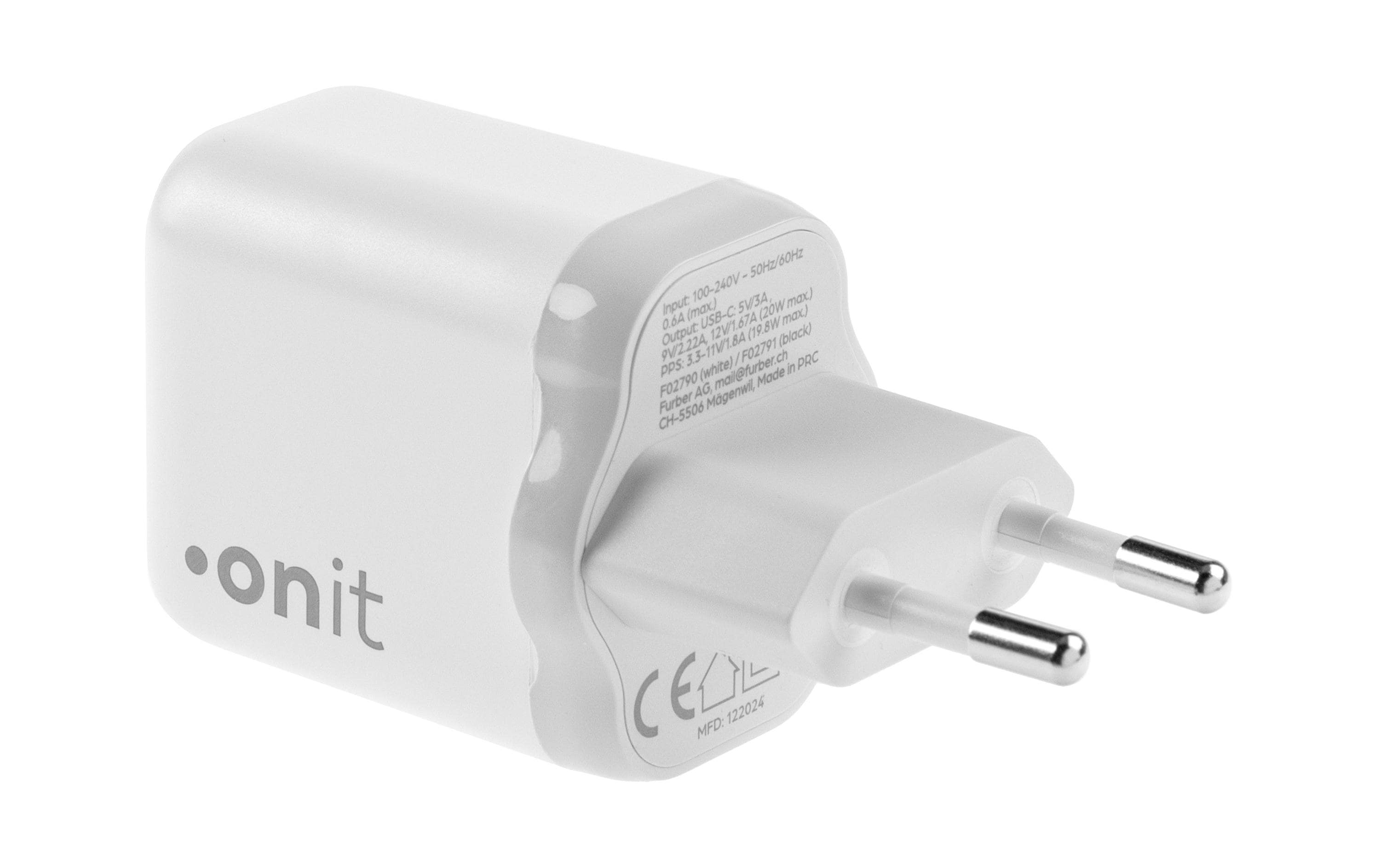 USB-Wandladegerät Single 1C 20 W GaN WeissLadeadapter mit einem USB-C-Port