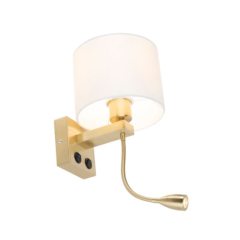 Smart wandlamp goud met witte kap incl. Wifi A60 - Brescia