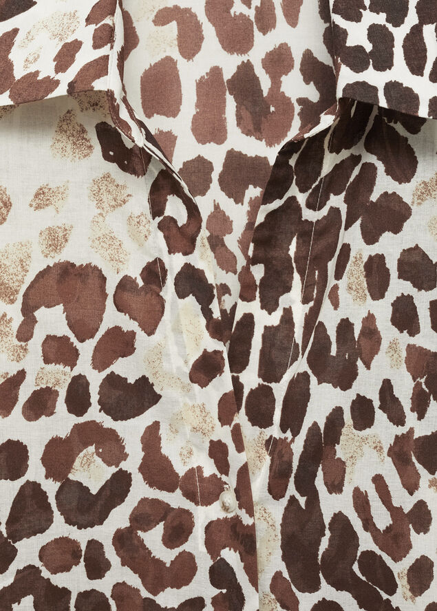 MANGO Printed cotton shirt Light beige