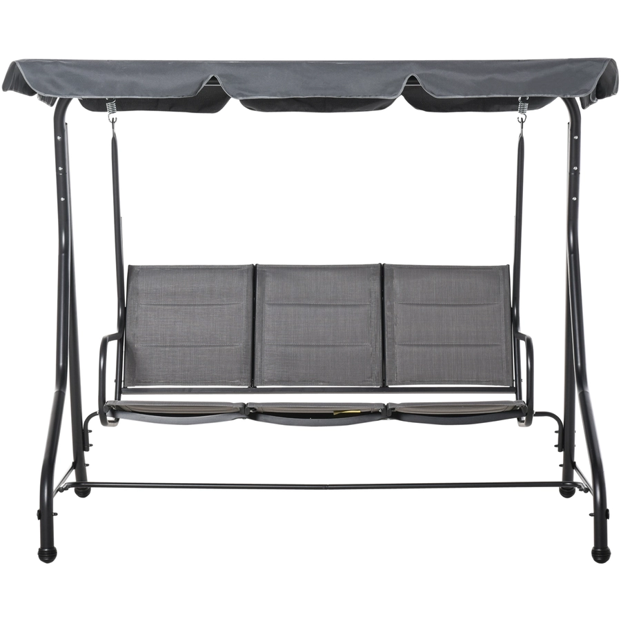 Outsunny 3-Sitzer Hollywoodschaukel mit verstellbarem Dach Grau