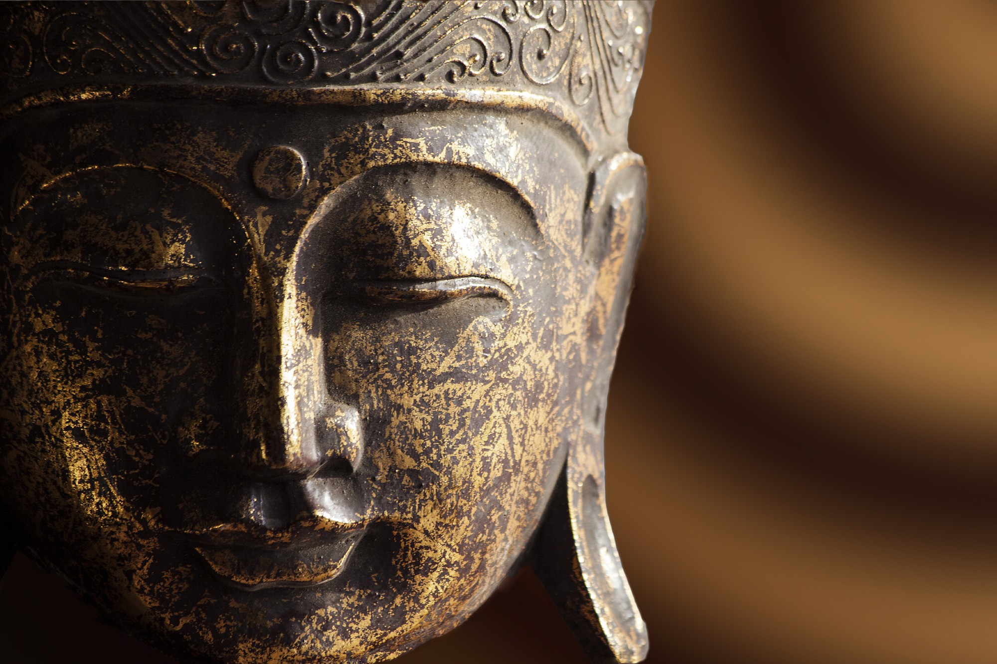 Buddha-Maske, antikrot, T 32 cm, B 22 cm, H 10 cm von fischer's lagerhaus