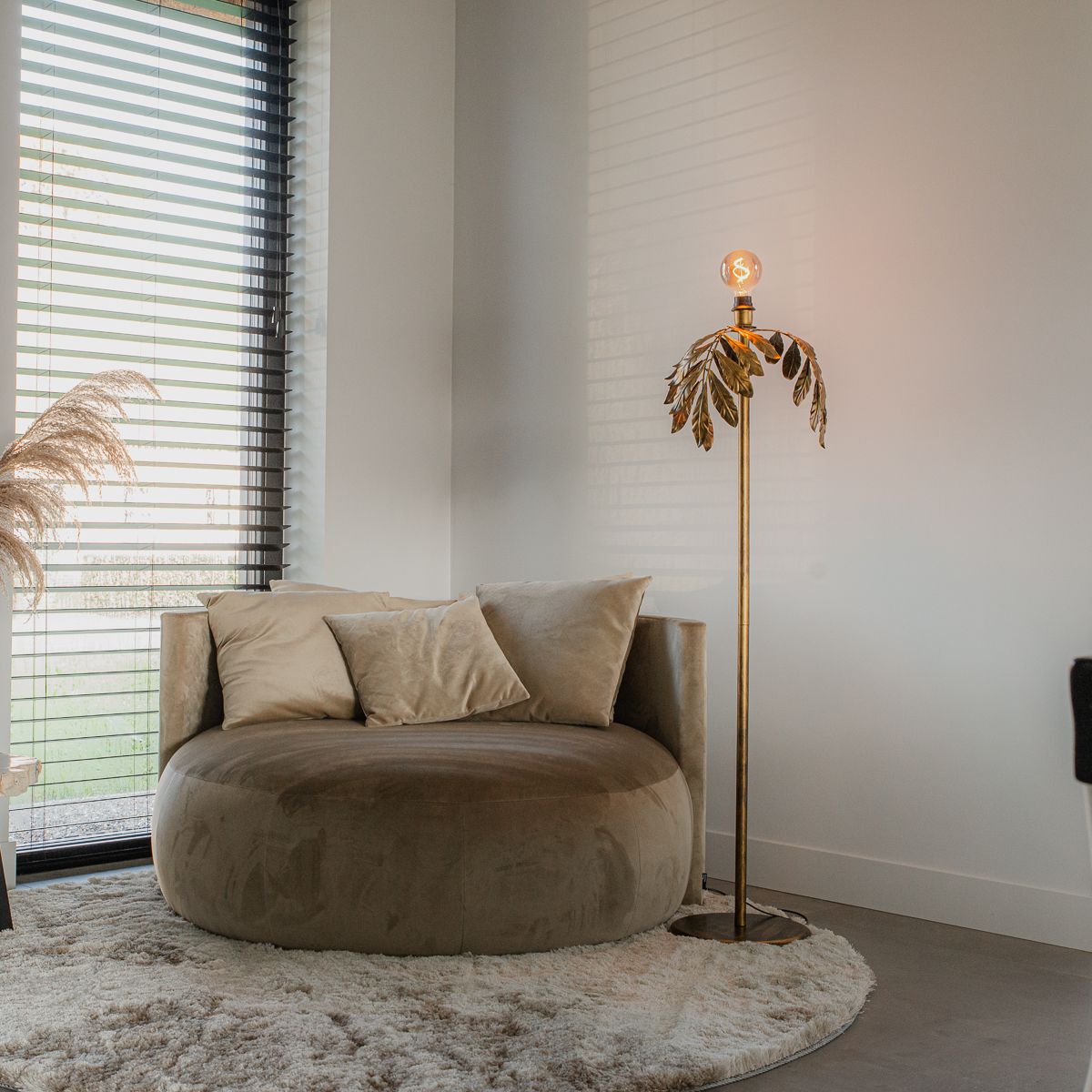 Vintage vloerlamp antiek goud 30 cm zonder kap - Linden