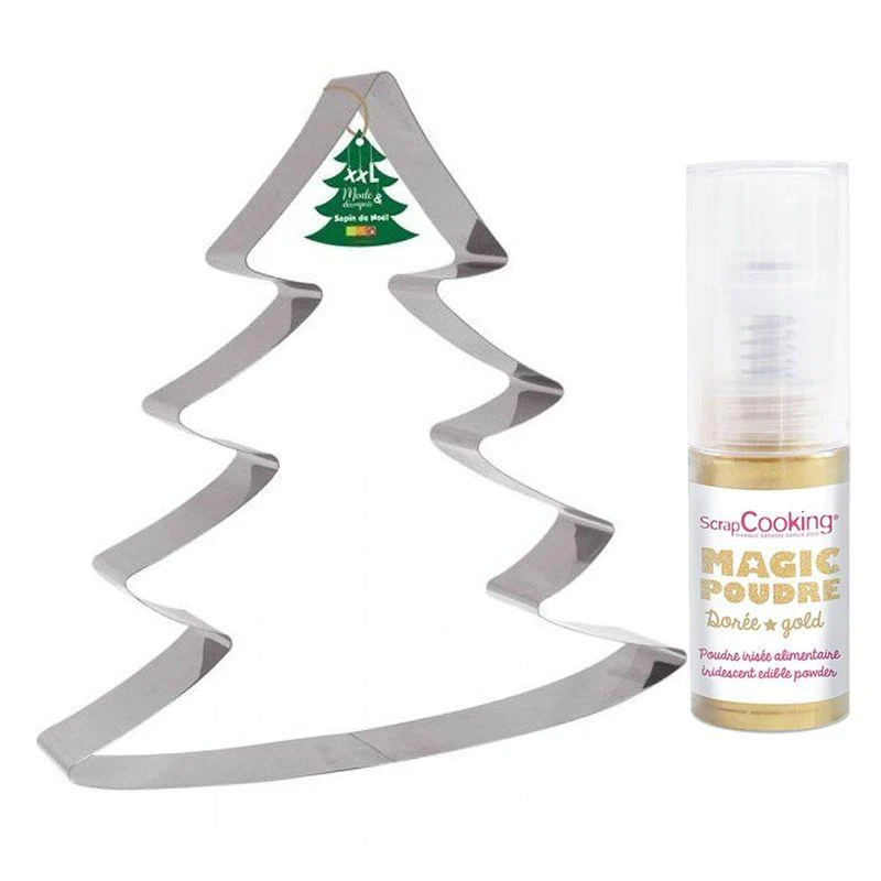 Découpoir à pâtisserie inox XXL Sapin + 1 poudre alimentaire irisée do