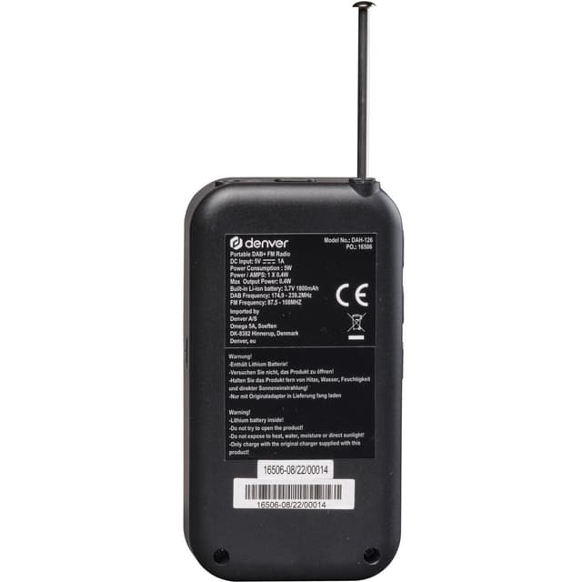 Denver DAH-126 DAB bærbar radio Sort