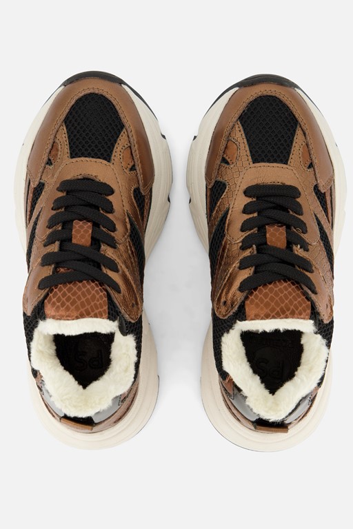 PS Poelman Sneakers Metallic bruin Leer