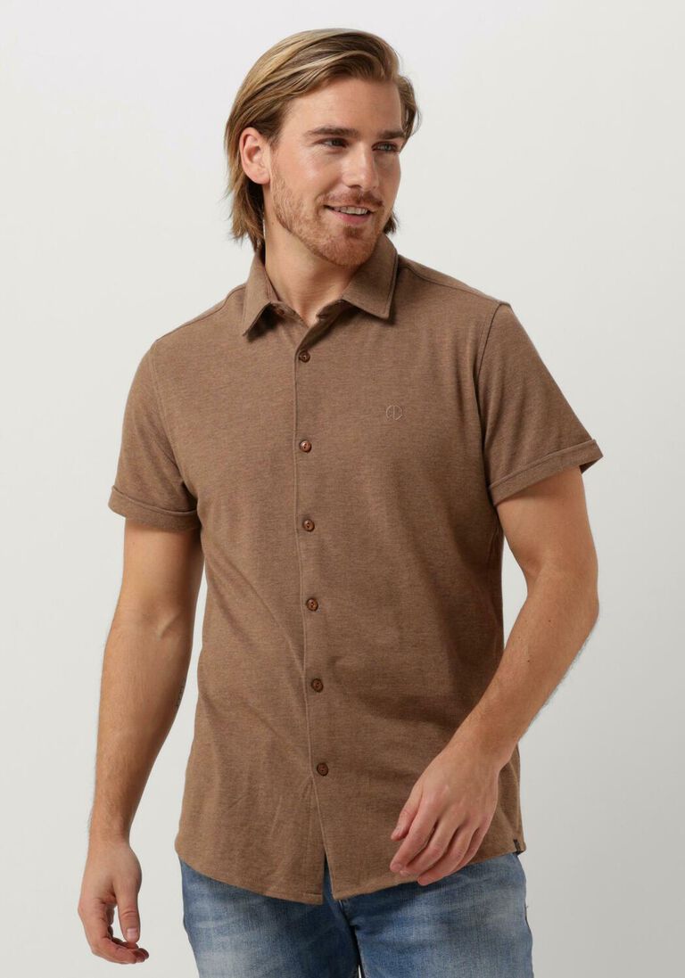 DSTREZZED bruine dstrezzed casual overhemd shirt melange pique