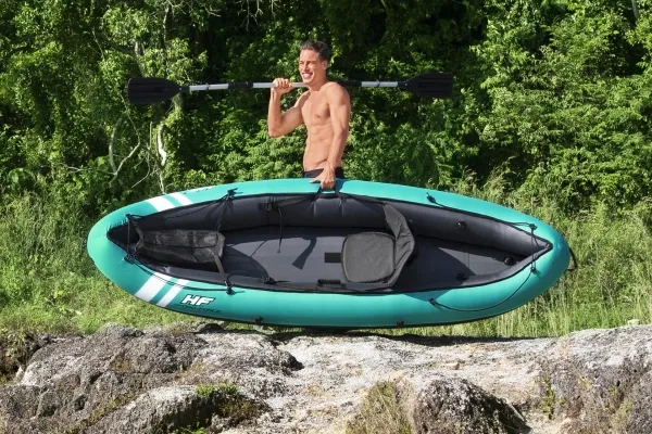 Bestway 65118 - Oppustelig kajak - 1 person(er) - 100 kg bæreevne, ISO 6185, Sort / Turkis, Nylon, Polyvinylchlorid (PVC)