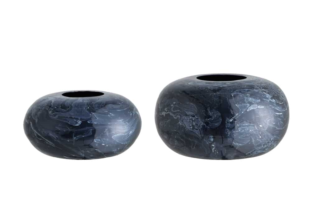 Design 2er Set Vase STONE 25cm schwarz marmoriert Handarbeit