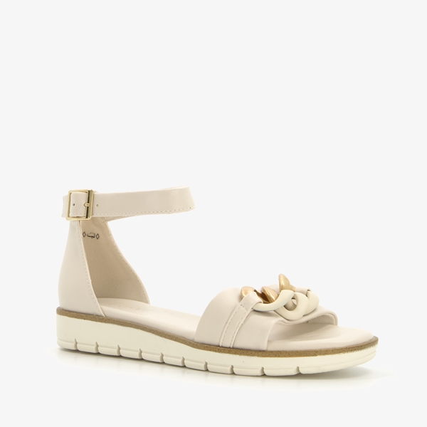 Nova dames sandalen wit met gouden detail