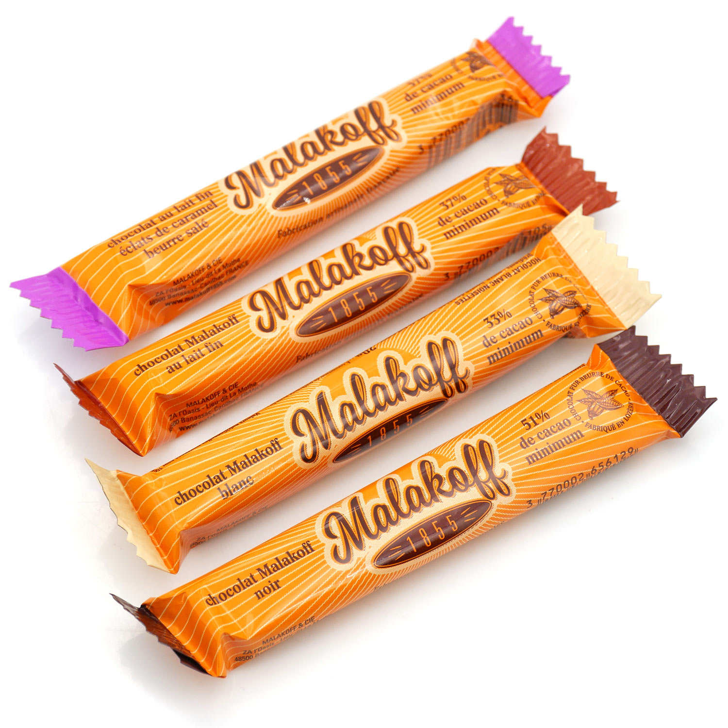 Lot découverte de 4 barres de chocolat Malakoff