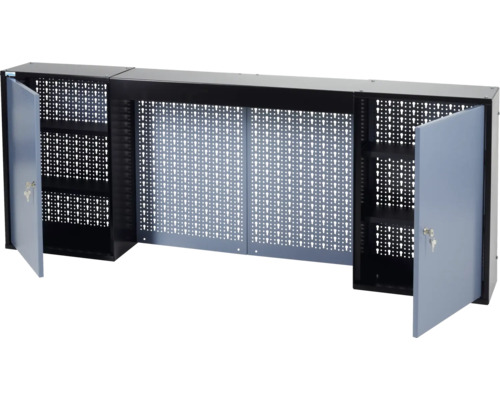 Küpper wandkast, gehamerd zilver, 1600 mm, 4 legplanken, 2 deuren